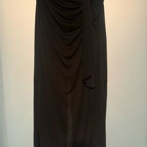 Zara Black Draped Maxi Skirt with Gathered Detail